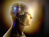 Biomedical Illustration with a Brain Switch Turned On Photographic Print by Carol & Mike Werner
