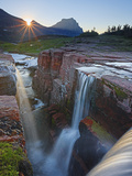 Dawn at Triple Falls, Glacier National Park, Wyoming, USA Photographic Print by Geoffrey Schmid