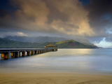 The Hanalei Pier Points Towards the Mountains Often Called Bali Hai Photographic Print by Patrick Smith