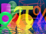Illustration of a Child Looking at Math Shapes and Symbols Photographic Print by Carol & Mike Werner