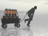 A Businessman Pulling a Wagon Filled with Medicine to Illustrate the Concept of Health Care Costs Photographic Print by Carol & Mike Werner