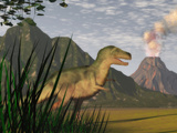 Illustration of a Tyrannosaurus Rex Dinosaur and the Cretaceous Period Photographic Print by Carol & Mike Werner