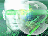 Biomedical Illustration of Man in a Digital World Photographic Print by Carol & Mike Werner
