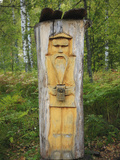 A Sculpted Log Beehive in a Forest in Bashkortostan, Russia Photographic Print by Eric Tourneret