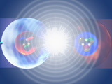 Artist's Interpretation of Matter - Antimatter Collision Photographic Print by Carol & Mike Werner