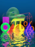 Illustration of a Child Looking at Math Shapes and Symbols Photographic Print by Carol & Mike Werner