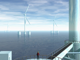 Artist Concept of Deep Water Floating Windmills Photographic Print by Carol & Mike Werner