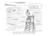 A lifeguard shouts at a drowning man. - New Yorker Cartoon Premium Giclee Print by Mick Stevens