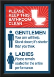 Clean Bathrooms Ladies Gentlemen Sign Art Print Poster Posters