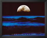 Contemplation Ocean and Moon Motivational Art Print Poster Prints