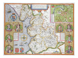 Lancashire in 1610, from John Speed's 'Theatre of the Empire of Great Britaine', First Edition Giclee Print by John Speed
