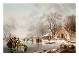Winter Scene (Oil on Canvas) Giclée-Druck von Andries Vermeulen