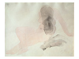 Seated Nude with Dishevelled Hair (W/C on Paper) Reproduction procédé giclée par Auguste Rodin