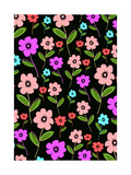 Retro Florals Giclee Print by Louisa Knight