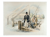 Trout Fishing, Beddington Park, from a Set of Six Images of 'Angling' (Hand-Coloured Litho) Giclee Print by Henry Heath