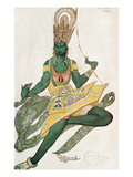 Costume Design for Nijinsky (1889-1950) for His Role as the 'Blue God', 1911 (W/C on Paper) Giclée-Druck von Leon Bakst