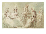 A Tea Party (Pen and Ink, Pencil and W/C on Paper Laid on Mount) (Recto of 238964) Giclee Print by Thomas Rowlandson