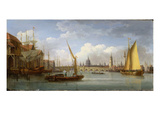 London Bridge, with St. Paul's Cathedral in the Distance, 1815 (Oil on Panel) Giclee Print by William Anderson