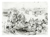 The Matabele Insurrection: a False Alarm in Bulawayo, Townspeople Rushing into Laager Giclee Print by Melton Prior