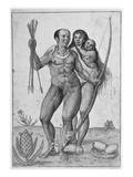 Brazilian Indian Man, Woman and Child (Engraving) Reproduction procédé giclée par John White