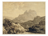 Mountainous Landscape, C.1780 (Grey and Brown Wash on Paper Prepared with Brown Ground) Giclee Print by Alexander Cozens