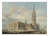 North-East View of Grantham Church, Lincolnshire, C.1797 (W/C over Graphite on Paper) Reproduction procédé giclée