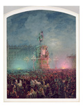 The Unveiling of the Nicholas I Memorial in St. Petersburg, 1857 (Oil on Canvas) Giclee Print by Vasili Semenovich Sadovnikov