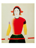 Girl with a Pole (Oil) Reproduction procédé giclée par Kazimir Severinovich Malevich