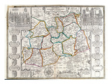 Map of Surrey, Described and Divided into Hundreds (Engraving) Giclee Print by  English