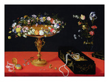 A Still Life of a Tazza with Flowers (Oil on Panel) Giclee Print by Jan the Younger Brueghel