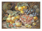 Still Life of Apples, Grapes, Raspberries, Gooseberries and Peach Giclee Print by Oliver Clare