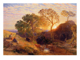 Sunset, C.1861 (W/C, Graphite, B/C and Gum on Card) Giclee Print by Samuel Palmer
