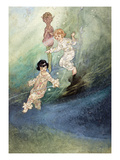 Untitled Watercolour, Children Underwater with an Elf Giclee Print by Charles Robinson