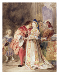 Portia and Bassanio, C.1826 (W/C, Brown Ink, Bodycolour and Graphite on Paper) Giclee Print by Richard Parkes Bonington