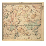 Celestial Chart: Summer, Showing Signs of Zodiac, Positions of Stars and Astrological Instruments Giclee Print