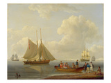 A Wherry Taking Passengers Out to Two Anchored Packets, 1825 (Oil on Panel) Giclee Print by William Anderson
