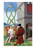 Dialogue Between the Alchemist and Nature, 1516 (Vellum) Giclee Print by Jean Perreal