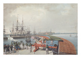View of Revel, the Harbour and the Russian Coast Artillery, 1817 (Oil on Canvas) Giclee Print by Johann Gau