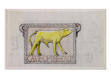 Design for Bas Relief of the 'Calf in the Cave of the Golden Calf' (W/C and Graphite on Paper) Giclee Print by Eric Gill