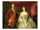 A Man and a Woman, Possibly of the Missing Family, of Little Park House, Wickham, Hampshire, 1747 Reproduction procédé giclée par George Knapton