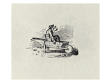 A Man in a Wheelbarrow from 'History of British Birds and Quadrupeds' Publ 1815 (B/W Engraving) Giclee Print by Thomas Bewick