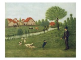 Child with Geese (Oil on Canvas) Giclee Print by Louis Vivin