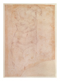 Study of a Female Nude (Black Chalk on Paper) Giclee Print by Michelangelo Buonarroti