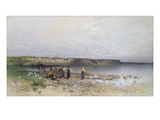Lake Balaton with the Shore of Akarattya, 1885 Giclee Print by Geza Meszoly