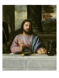 The Supper at Emmaus, C.1535 (Oil on Canvas) (Detail of 34377) Reproduction procédé giclée par  Titian