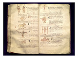 Ms 422 Fol.27V and 28R Path of the Moon across the Constellations, from 'De Natura Rerum' Giclee Print by  French