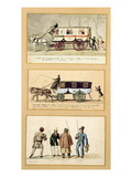 A Dame Blanche Carriage, an Omnibus and Drivers, 1815-30 (Gouache on Paper) Giclee Print by Pierre Antoine Lesueur