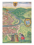 Map of Vienna (Coloured Engraving) (Detail) Giclee Print by  German