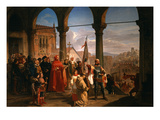 The Dedication of Trieste to Austria (Oil on Canvas) Reproduction procédé giclée par Cesare Felix Dell' Acqua