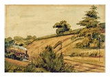 Landscape with Train, 1854 (W/C and Pencil on Paper) Giclee Print by Edward W. Fitch